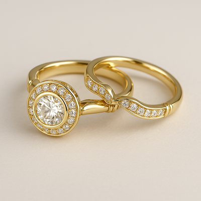 Paquete de anillos vintage de oro y zirconia