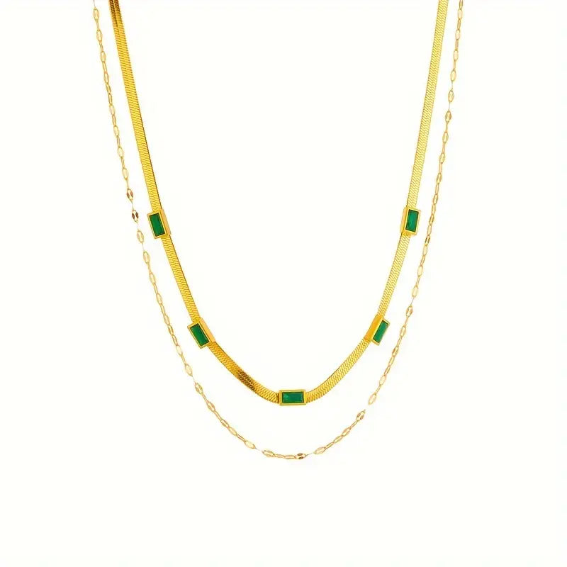 Collar Sorella Gem de doble vuelta estilo retro | Oro