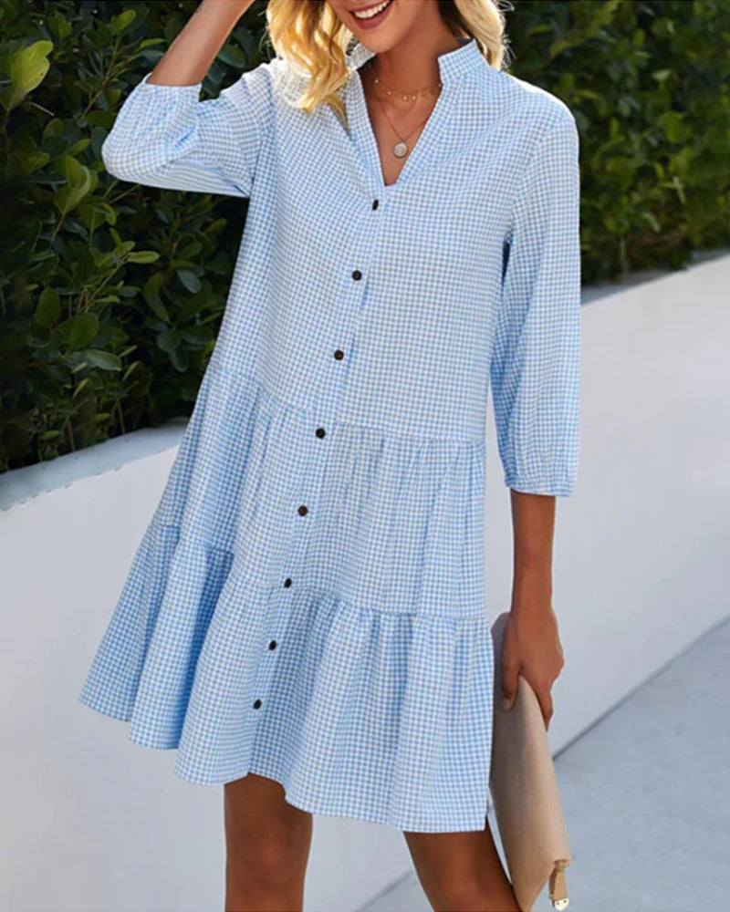 Hilda | Vestido Midi Azul Elegante de Mujer
