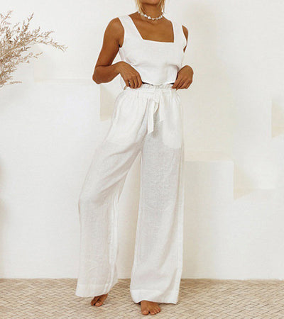 Mila | Conjunto Minimalista de Blusa y Pantalón Fluido
