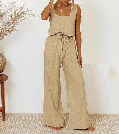 Mila | Conjunto Minimalista de Blusa y Pantalón Fluido