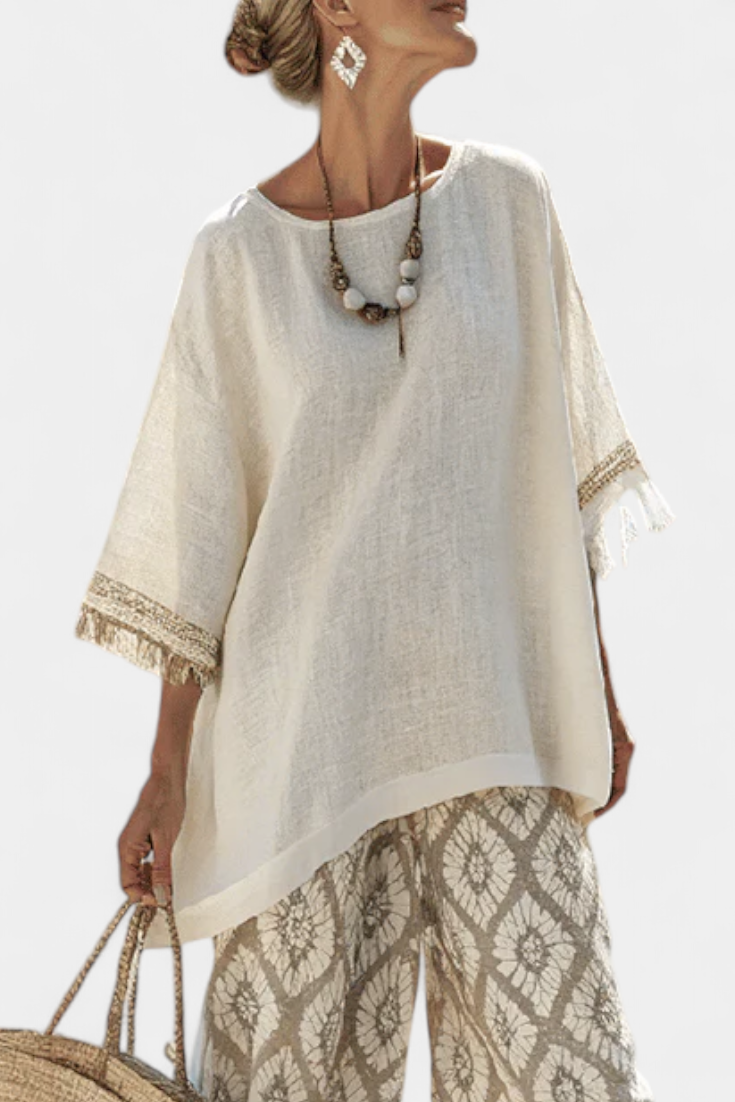 Beatrice | Conjunto Boho Chic de Blusa Oversized y Pantalón Estampado