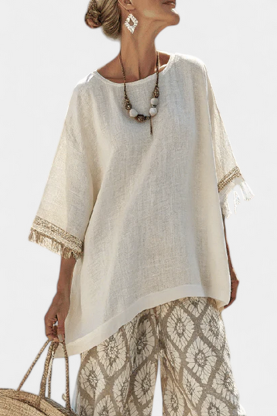 Beatrice | Conjunto Boho Chic de Blusa Oversized y Pantalón Estampado