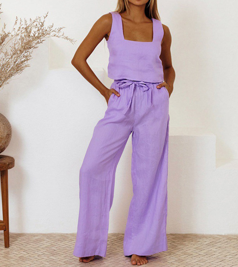 Mila | Conjunto Minimalista de Blusa y Pantalón Fluido