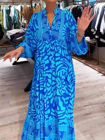 Elka | Vestido Suelto Estampado con Escote en V de Mujer
