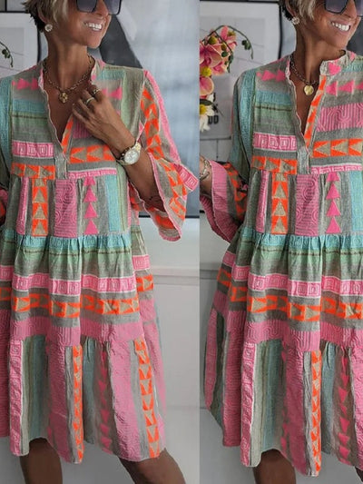 Ava | Vestido de Verano Chic con Escote en V de Algodón y Cáñamo