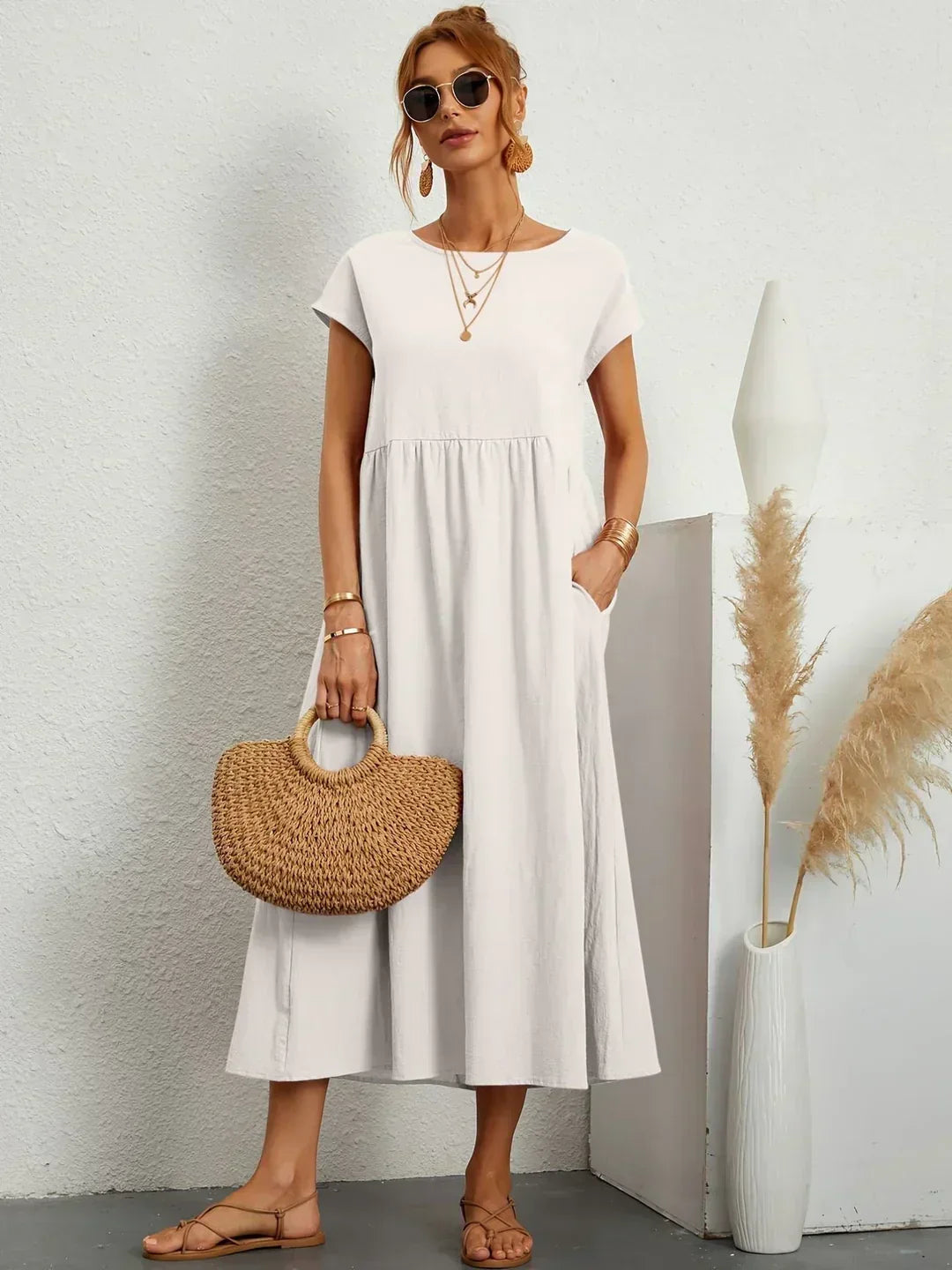Sarina | Vestido Ligero de Algodón con Bolsillos