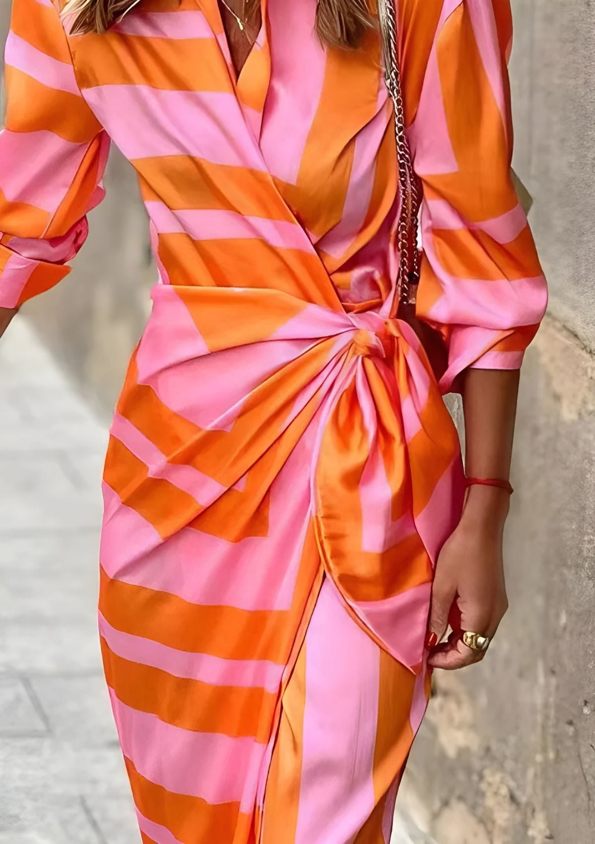 Olivia | Vestido Camisero con Estampado y Cintura Ajustada