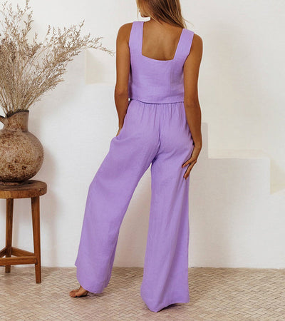 Mila | Conjunto Minimalista de Blusa y Pantalón Fluido