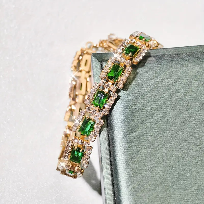 Brazalete Statement Verde Esmeralda | Oro