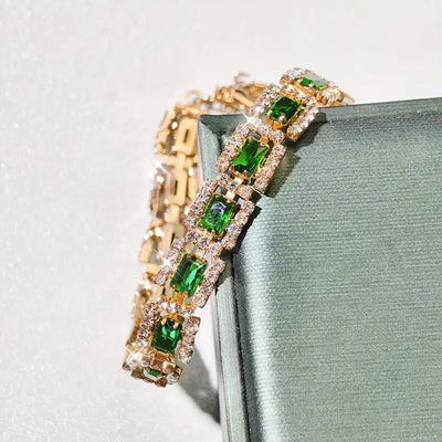Brazalete Statement Verde Esmeralda | Oro