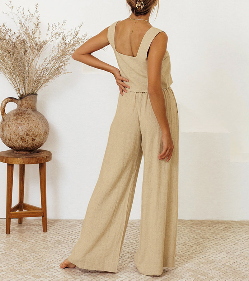 Mila | Conjunto Minimalista de Blusa y Pantalón Fluido