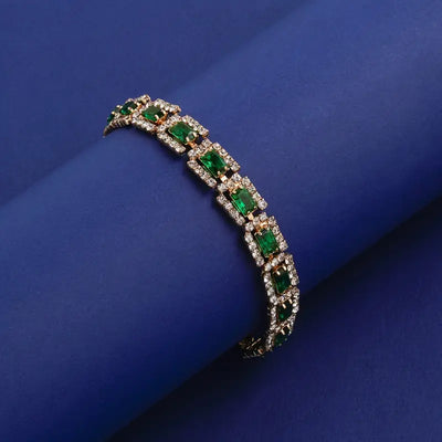 Brazalete Statement Verde Esmeralda | Oro