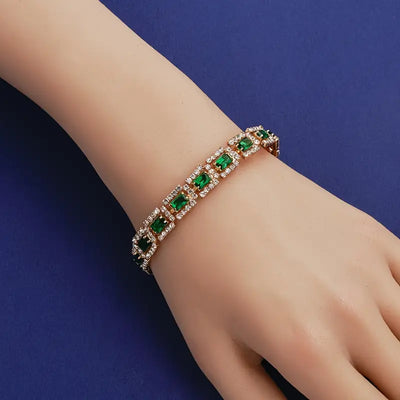 Brazalete Statement Verde Esmeralda | Oro