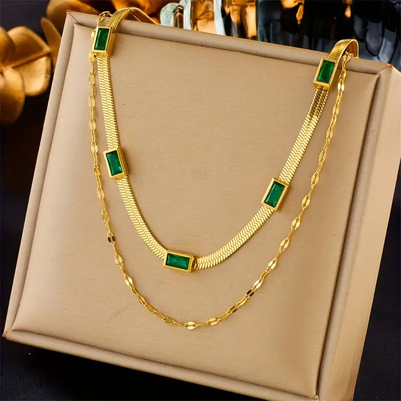 Collar Sorella Gem de doble vuelta estilo retro | Oro