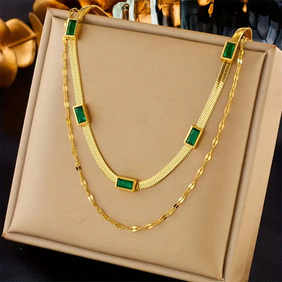 Collar Sorella Gem de doble vuelta estilo retro | Oro