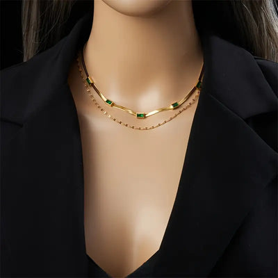 Collar Sorella Gem de doble vuelta estilo retro | Oro