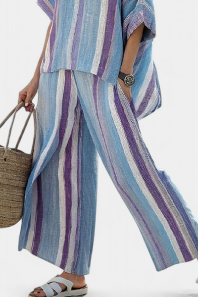 Giulia | Conjunto de Rayas en Malva Pastel y Azul Cielo